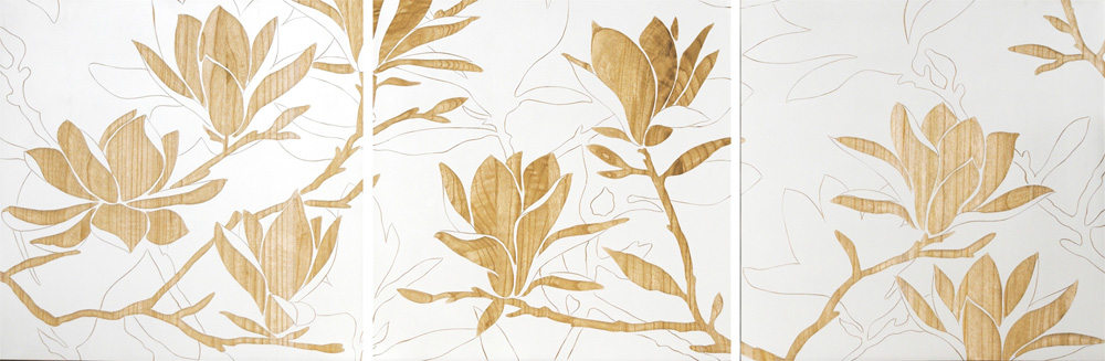 HP050 Wall Décor art wood panel hand carved botanical